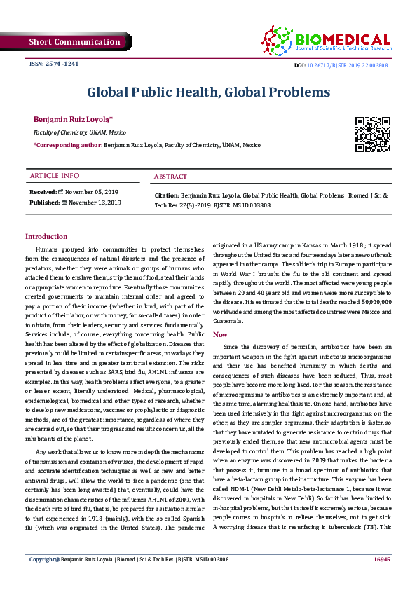 (PDF) Global Public Health, Global Problems
