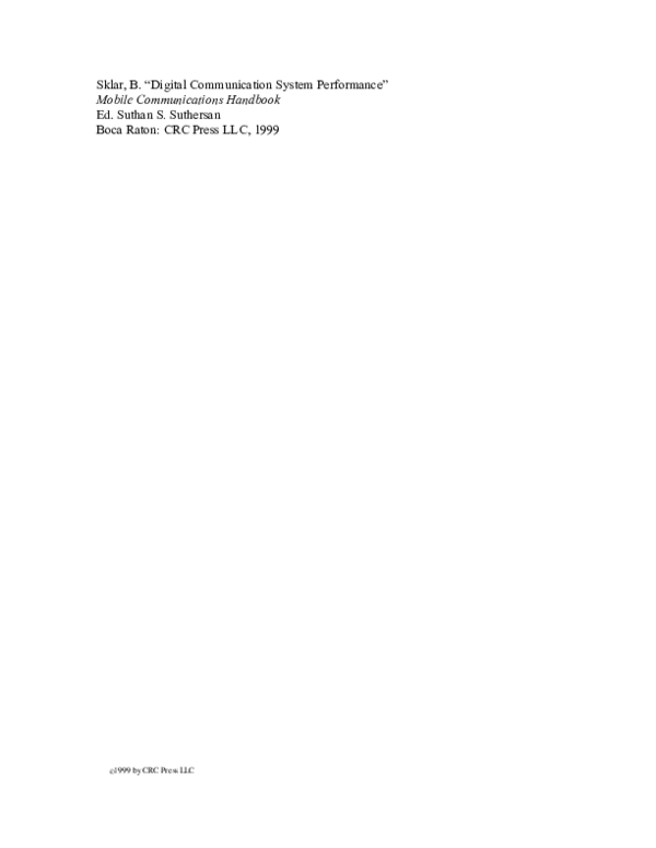 (PDF) Digital Communication System Performance