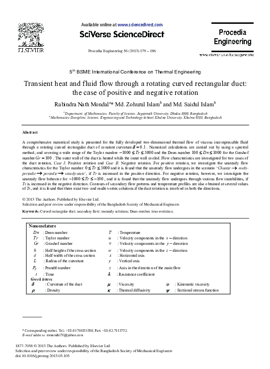 (PDF) Heat and Flow in Rotating Curved Ducts