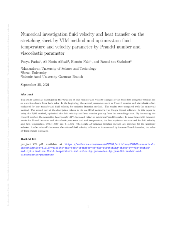 (PDF) Numerical investigation fluid velocity and heat transfer on the ...
