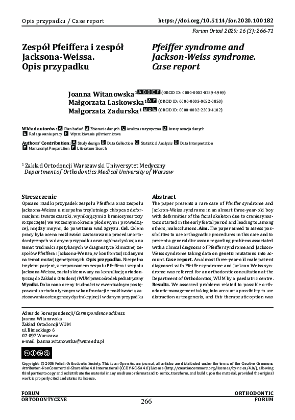 (PDF) Pfeiffer syndrome and Jackson-Weiss syndrome. Case report ...