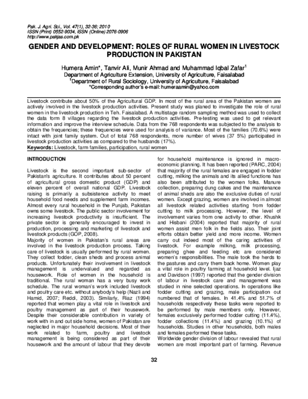 (PDF) GENDER AND DEVELOPMENT: ROLES OF RURAL WOMEN IN LIVESTOCK ...