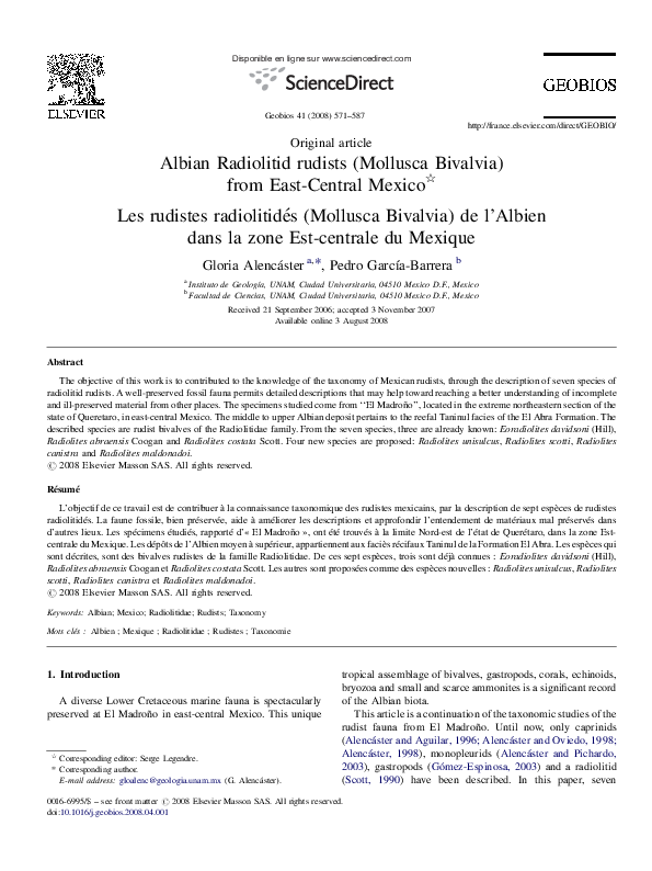 (PDF) Albian Radiolitid rudists (Mollusca Bivalvia) from East-Central ...