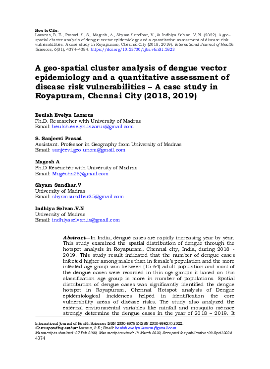 (PDF) Geo-Spatial Cluster Analysis of Dengue Vector Epidemiology and a ...