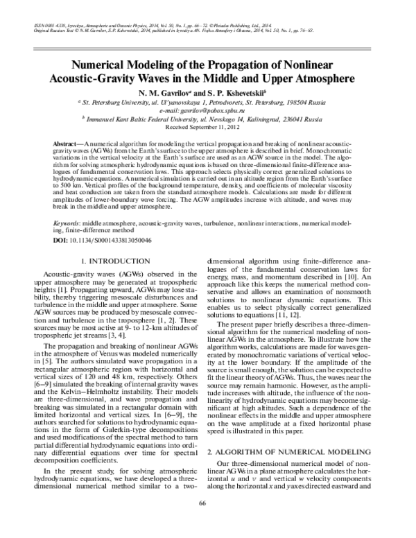 (PDF) Numerical modeling of the propagation of nonlinear acoustic ...