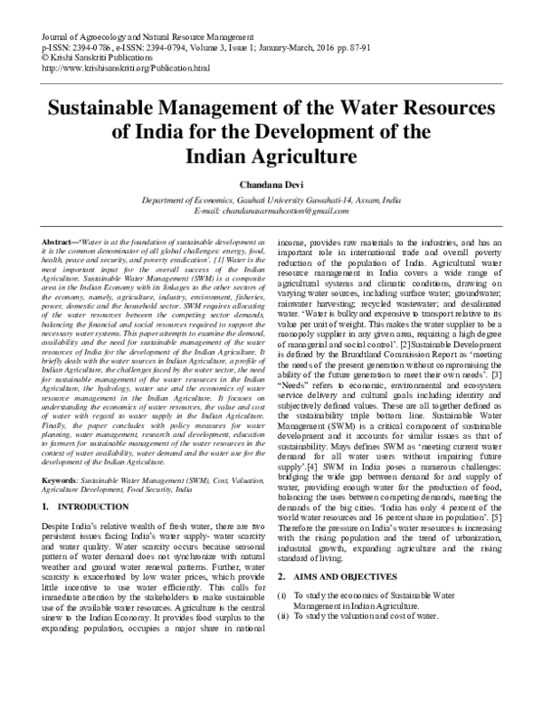 (PDF) Sustainable Management of the Water Resources of India for the ...