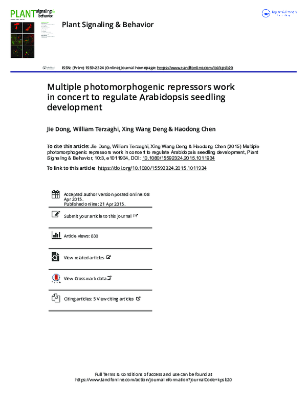 (PDF) Multiple photomorphogenic repressors work in concert to regulate ...