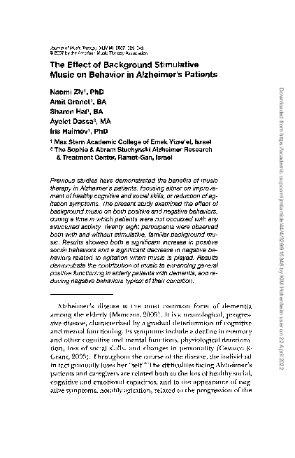 (PDF) The Effect of Background Stimulative Music on Behavior in ...