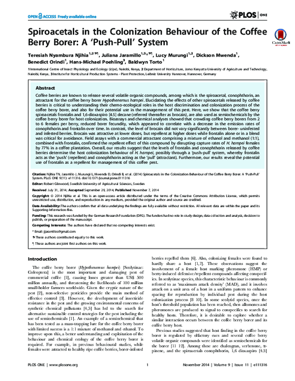 (PDF) Spiroacetals in the Colonization Behaviour of the Coffee Berry ...