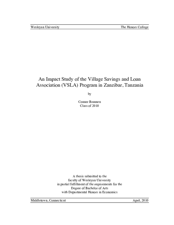 (PDF) An impact study of the Village Savings and Loan Association (VSLA ...