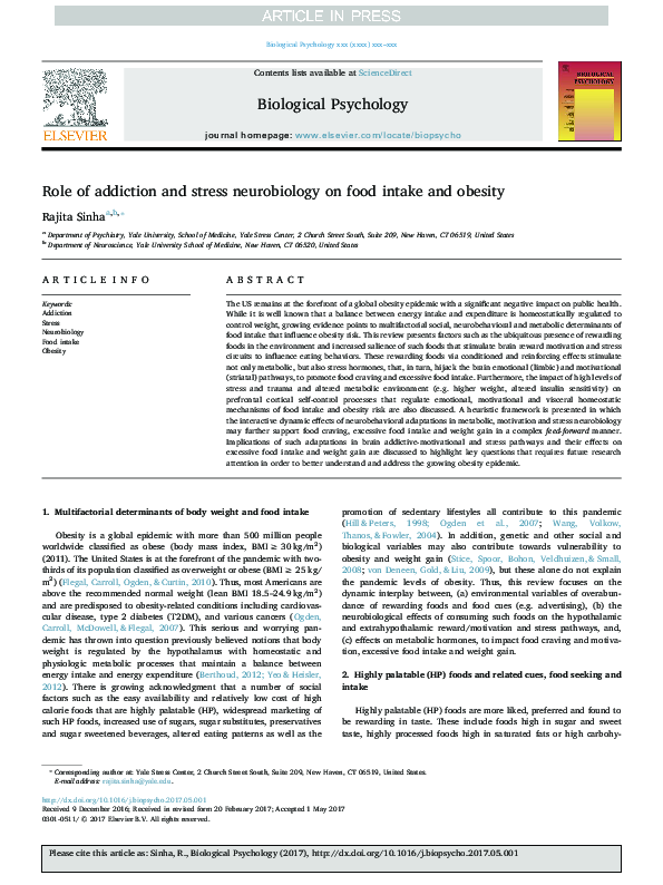 (PDF) Role of addiction and stress neurobiology on food intake and obesity