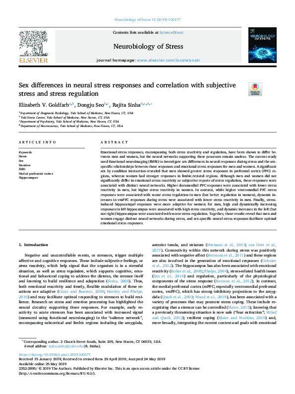 (PDF) Sex differences in neural stress responses and correlation with ...