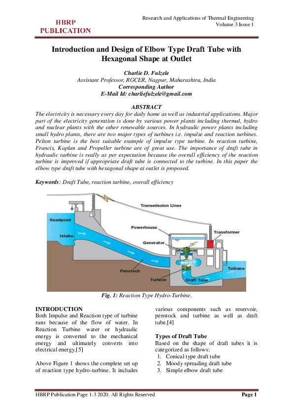 (PDF) Introduction and Design of Elbow Type Draft Tube with Hexagonal ...