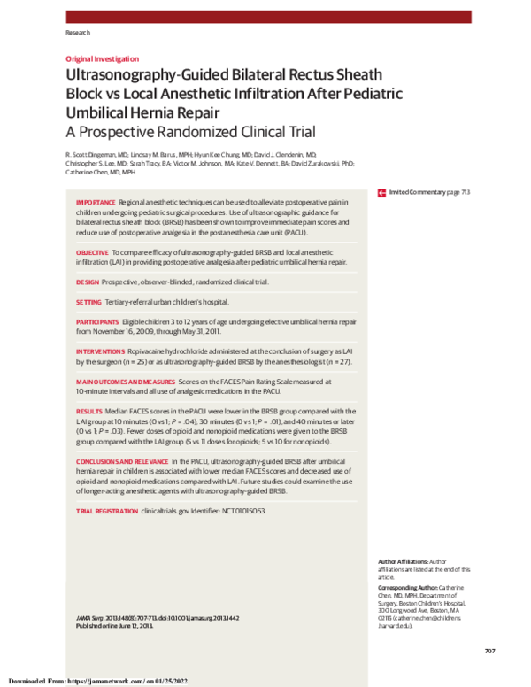 (PDF) UltrasonographyGuided Bilateral Rectus Sheath Block vs Local