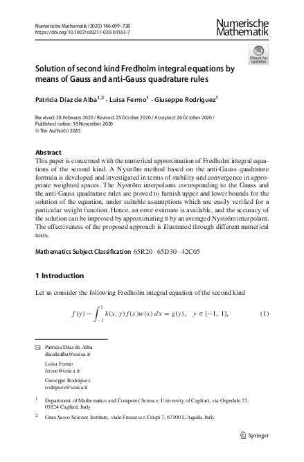 (PDF) Solution of second kind Fredholm integral equations by means of ...