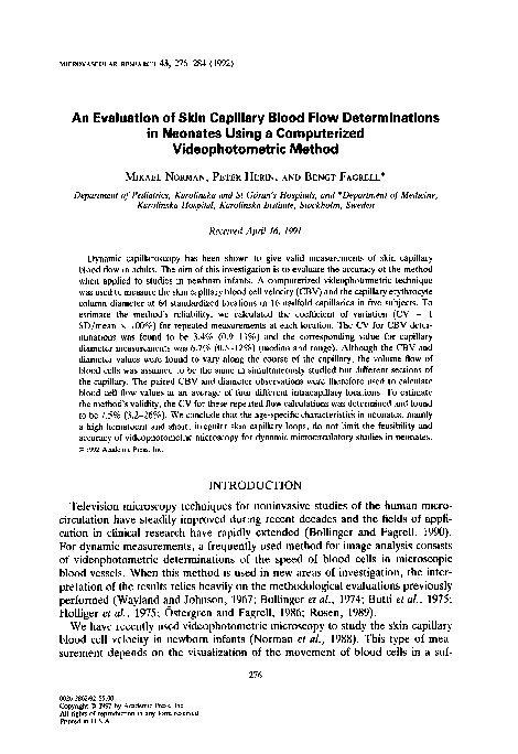 (PDF) An evaluation of skin capillary blood flow determinations in ...