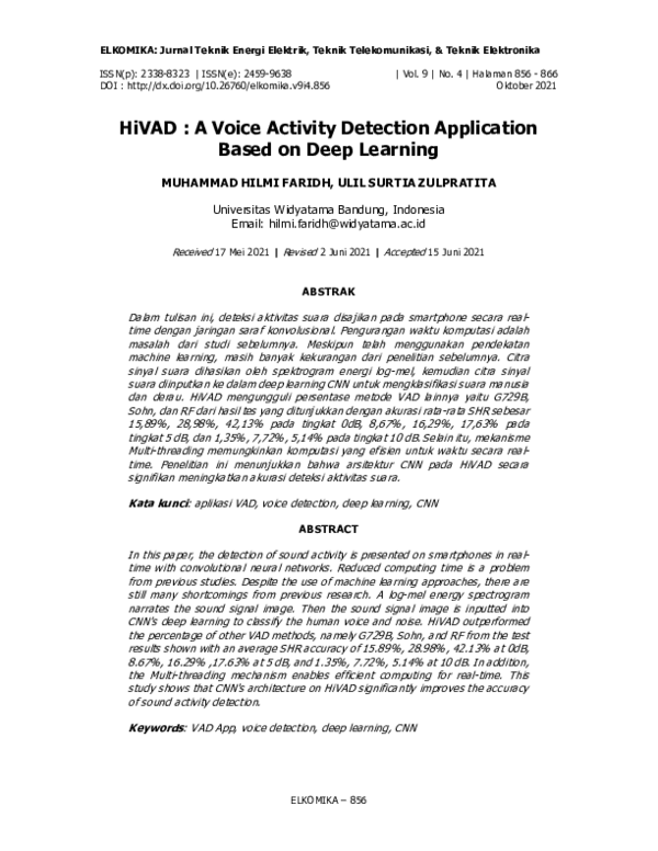 (PDF) HiVAD : A Voice Activity Detection Application Based on Deep Learning