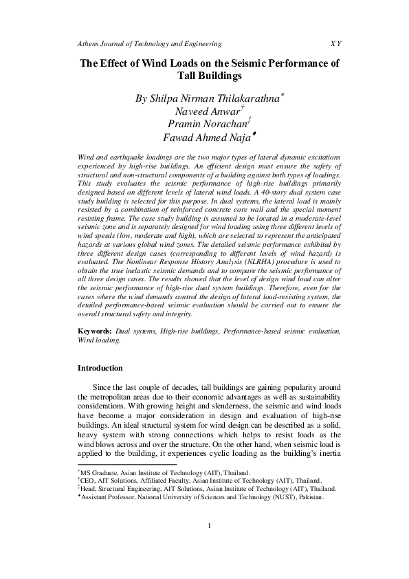 (PDF) The Effect of Wind Loads on the Seismic Performance of Tall ...