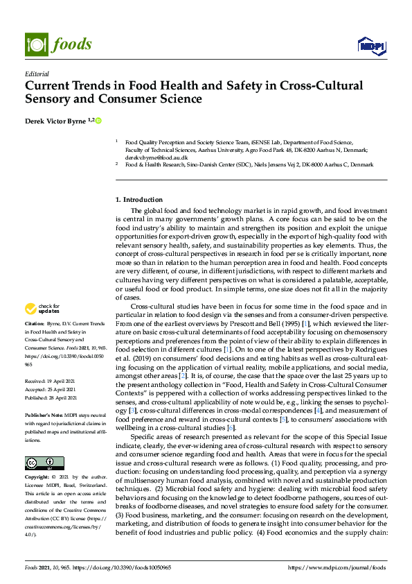 (PDF) Current Trends in Food Health and Safety in Cross-Cultural ...