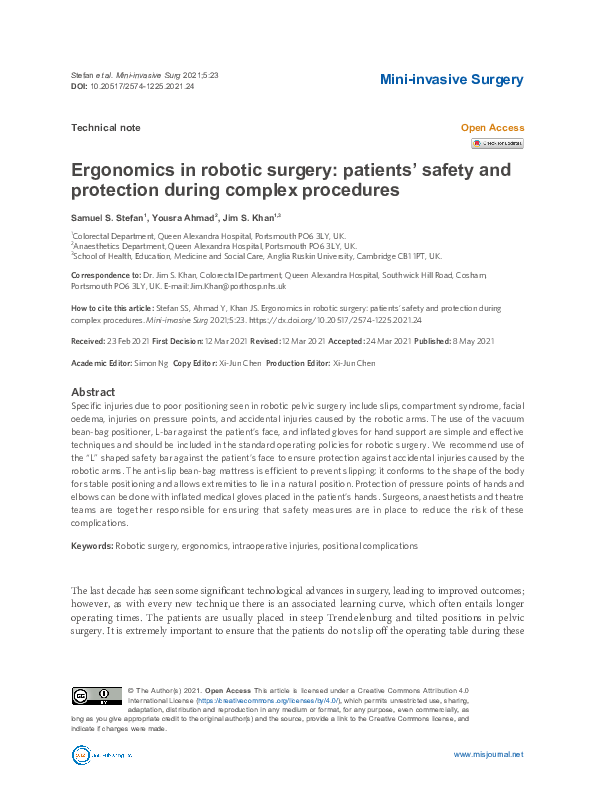 (PDF) Ergonomics in robotic surgery: patients' safety and protection ...