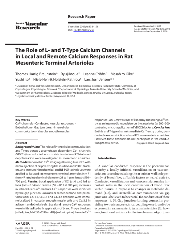 (PDF) The Role of L- and T-Type Calcium Channels in Local and Remote ...