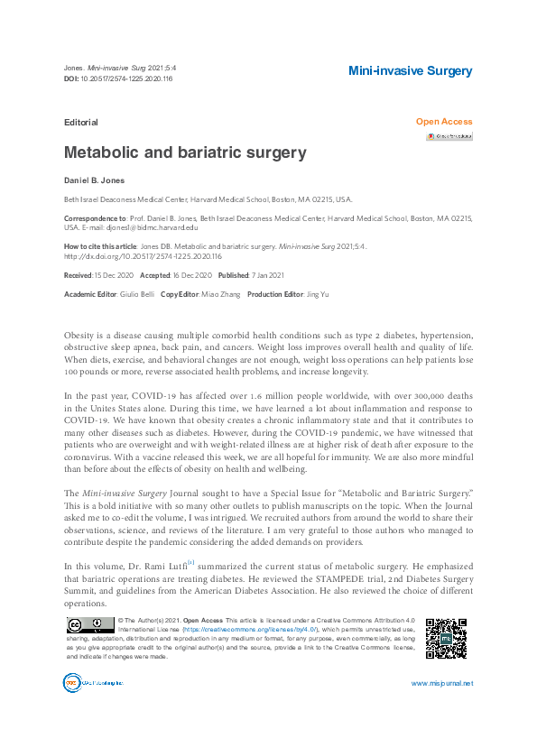 (PDF) Metabolic and bariatric surgery