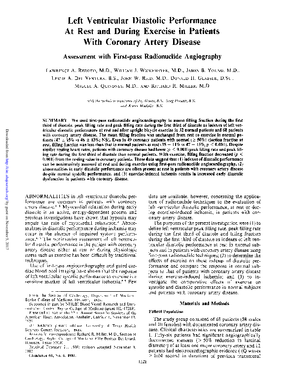 (PDF) Left ventricular diastolic performance at rest and during ...