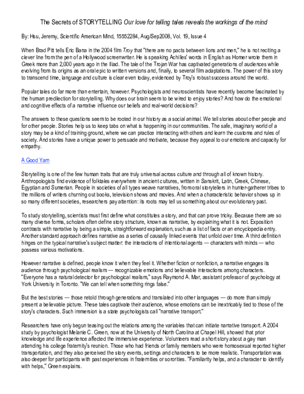 (PDF) The Secrets of Storytelling