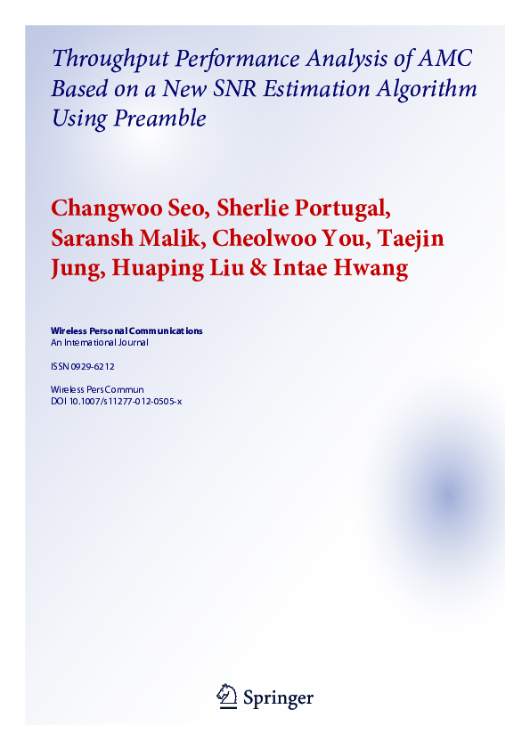 (PDF) Throughput Performance Analysis of AMC Based on a New SNR ...