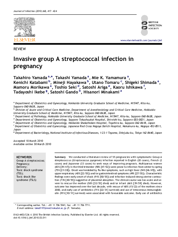 (PDF) Invasive group A streptococcal infection in pregnancy
