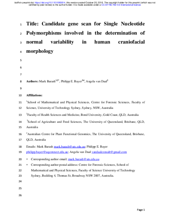 (PDF) Candidate gene scan for Single Nucleotide Polymorphisms involved ...