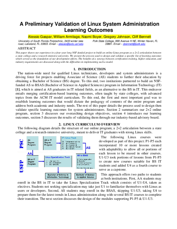 (PDF) A preliminary validation of Linux system administration learning ...