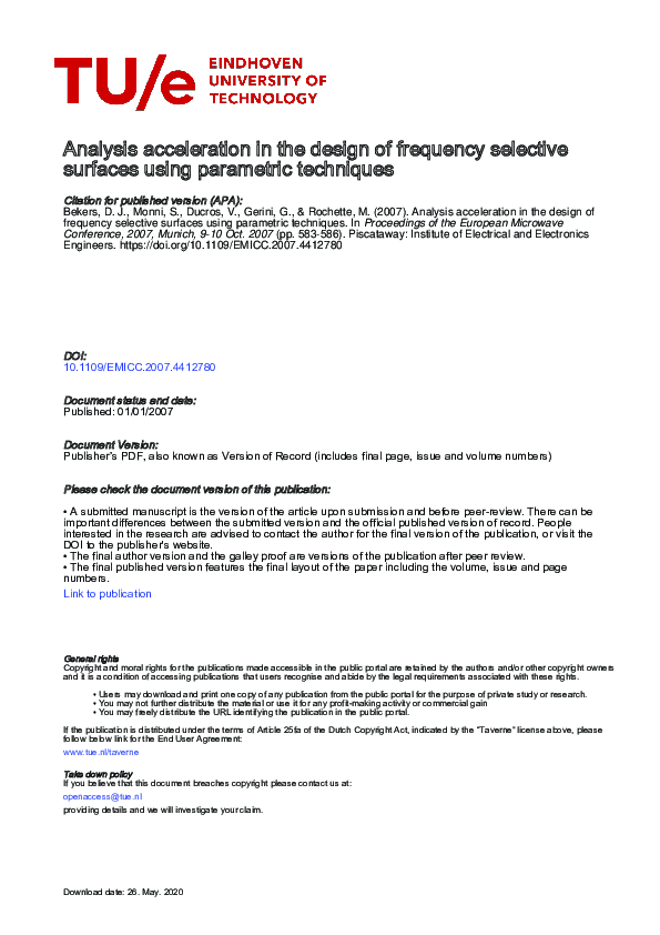 (PDF) Analysis acceleration in the design of frequency selective ...