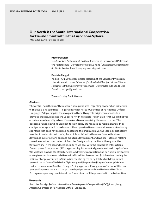 (PDF) Our North is the South: International Cooperation for Development ...
