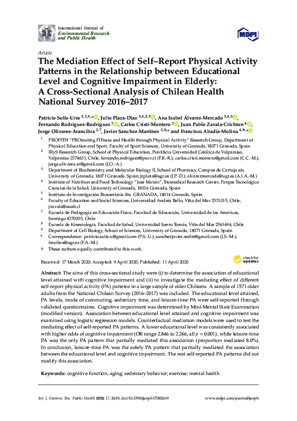 (PDF) The Mediation Effect of Self–Report Physical Activity Patterns in ...