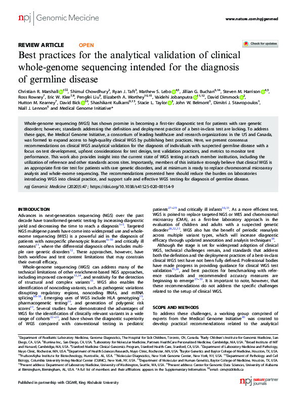 (PDF) Best practices for the analytical validation of clinical whole ...