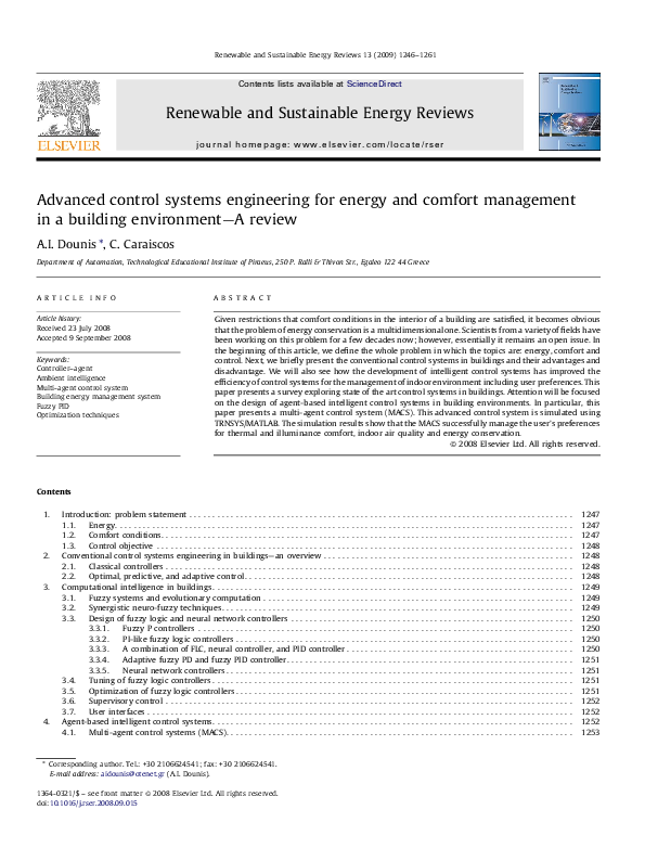 (PDF) Advanced control systems engineering for energy and comfort ...
