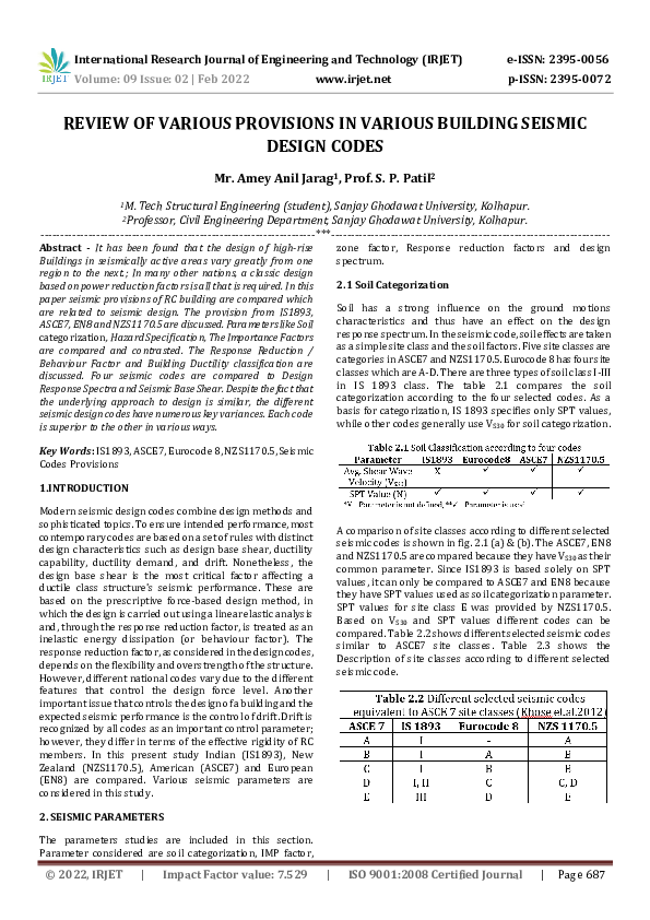 (PDF) REVIEW OF VARIOUS PROVISIONS IN VARIOUS BUILDING SEISMIC DESIGN CODES