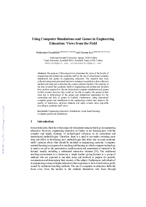 (PDF) Using Computer Simulations and Games in Engineering Education ...