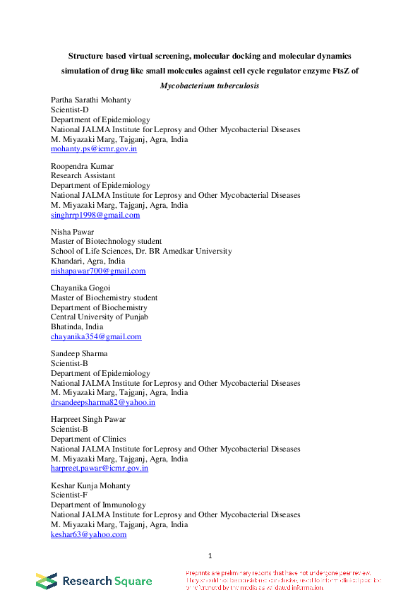 (PDF) Structure based virtual screening, molecular docking and ...