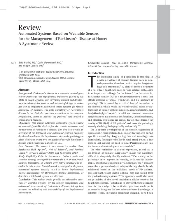 (PDF) Automated Systems Based on Wearable Sensors for the Management of ...