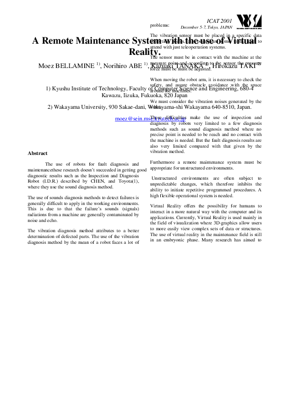 (PDF) A Remote Maintenance System with the use of Virtual Reality