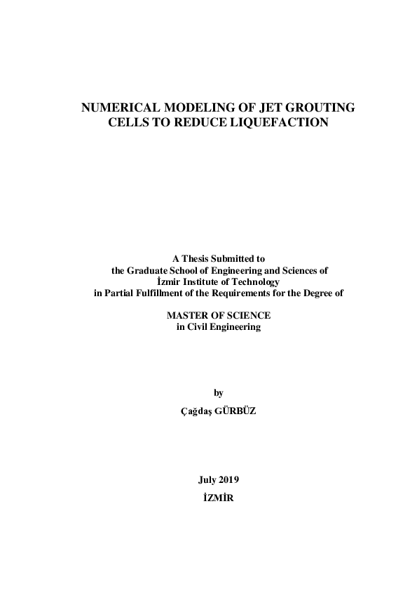 (PDF) Numerical modeling of jet grouting cells to reduce liquefaction