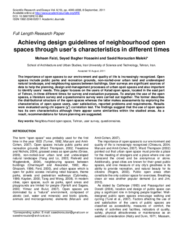 (PDF) Achieving design guidelines of neighbourhood open spaces through ...
