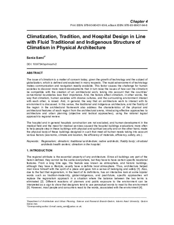 (PDF) Climatization, Tradition, and Hospital Design in Line with Fluid ...