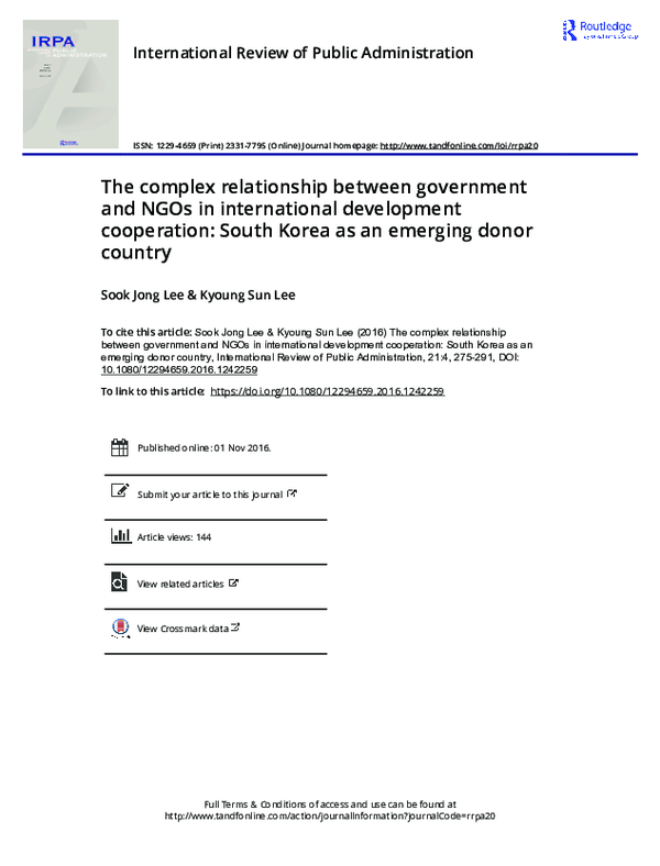 (PDF) The complex relationship between government and NGOs in ...