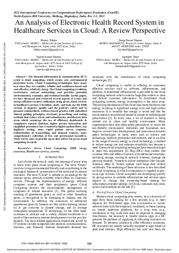 (PDF) An Analysis of Electronic Health Record System in Healthcare ...