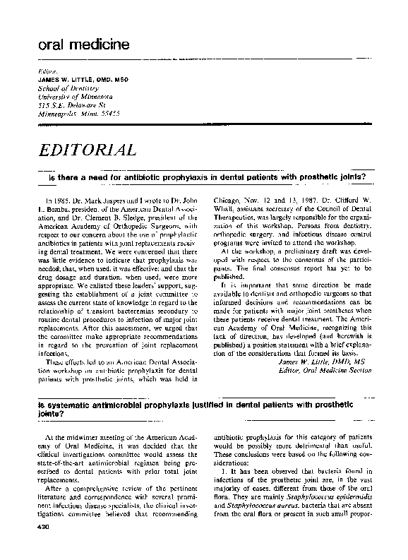 (PDF) Is systematic antimicrobial prophylaxis justified in dental