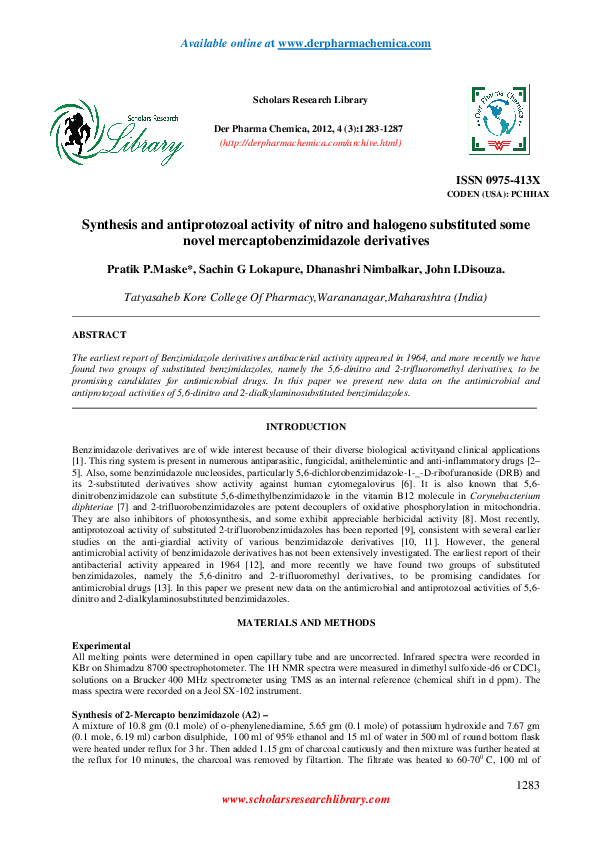 (PDF) Synthesis and antiprotozoal activity of nitro and halogeno ...