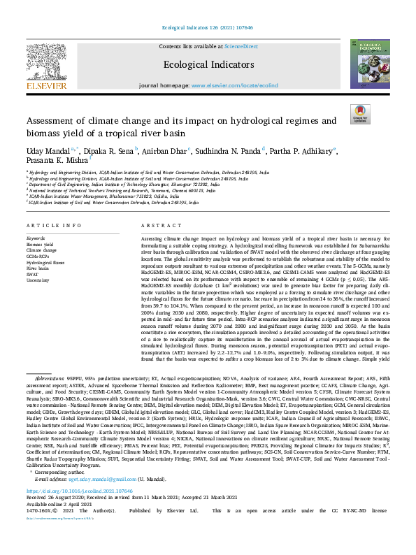 (PDF) Assessment of climate change and its impact on hydrological ...